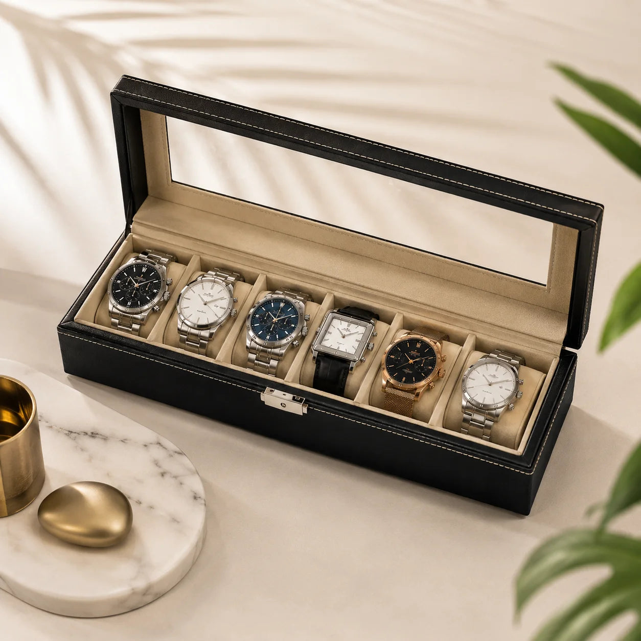 EliteTick™ Premium 6-Slot Watch & Bracelet Holder (Proudly Handcrafted in India)