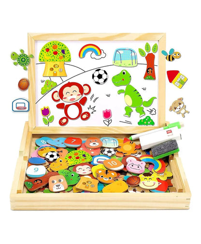 Brainbooster-Magnetic wooden & Puzzle drawing board (2 in 1)