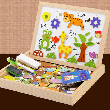 Brainbooster-Magnetic wooden & Puzzle drawing board (2 in 1)