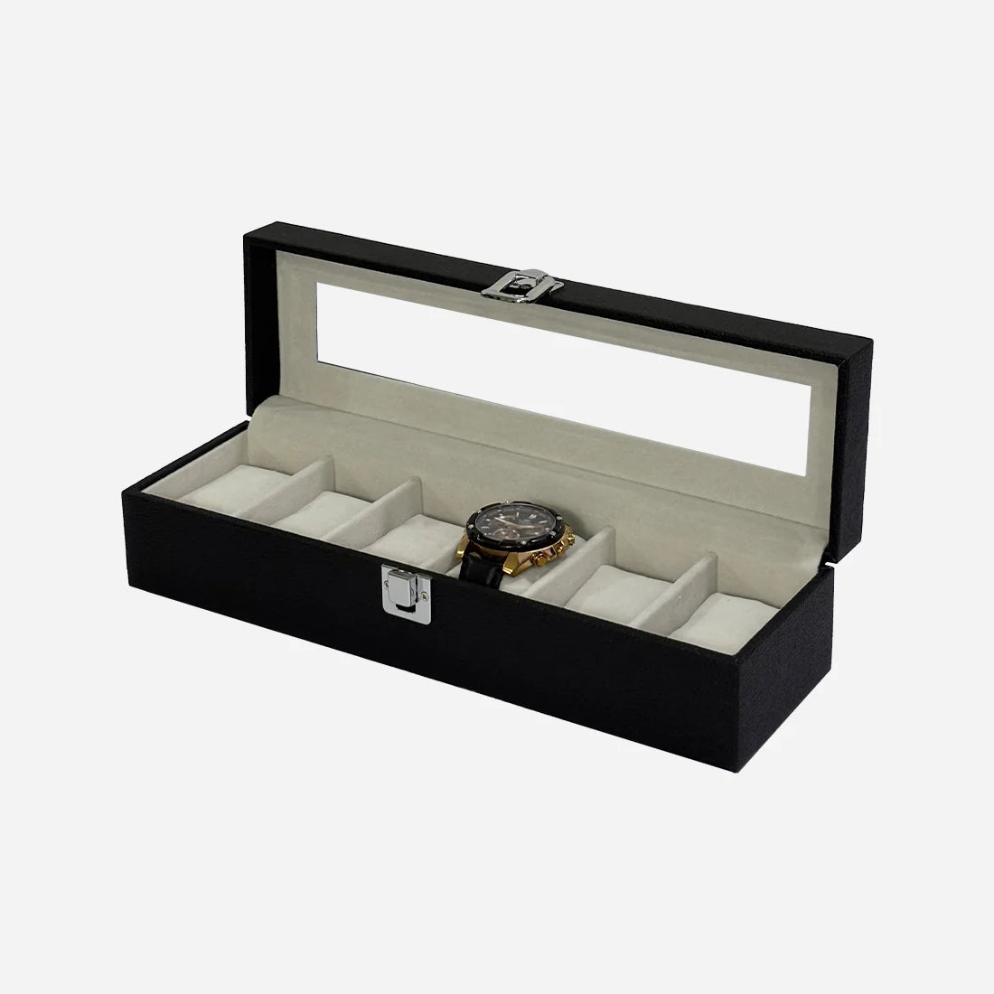 TimeNest™ Premium Leather 6-Slot Watch Holder Box  (Proudly Handcrafted in India)