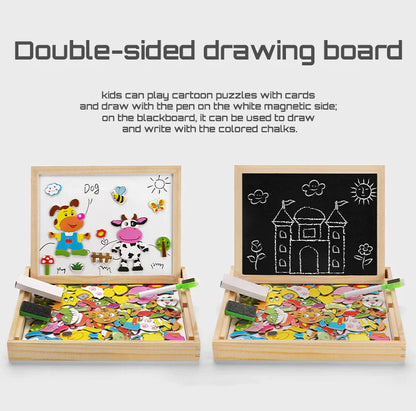 Brainbooster-Magnetic wooden & Puzzle drawing board (2 in 1)
