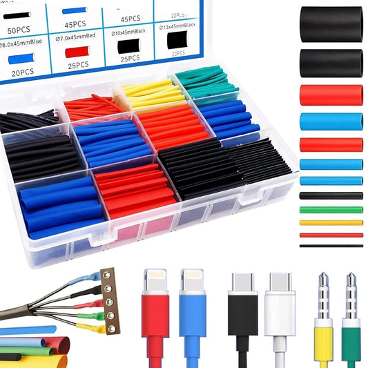 Heat Shrink Tube Box,530PCS with Multiple Sizes & Colors(Cable Repair & Wire Protection)