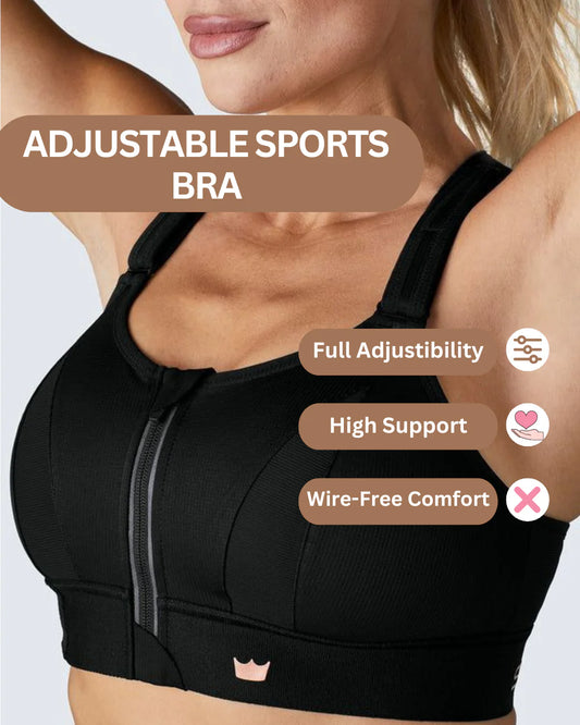 SheFit™ Highly Adjustable Sports Bra - Black
