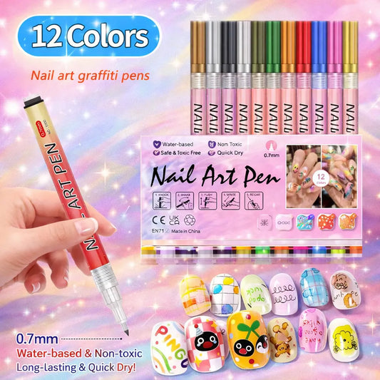 12 Colors Nail Art Pens Set