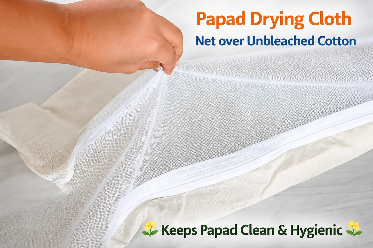 Cotton Drying Cover | Protects Food from Dust, Insects & Birds | Washable