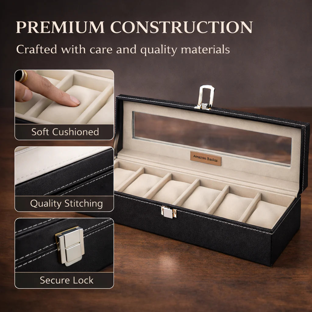 EliteTick™ Premium 6-Slot Watch & Bracelet Holder (Proudly Handcrafted in India)