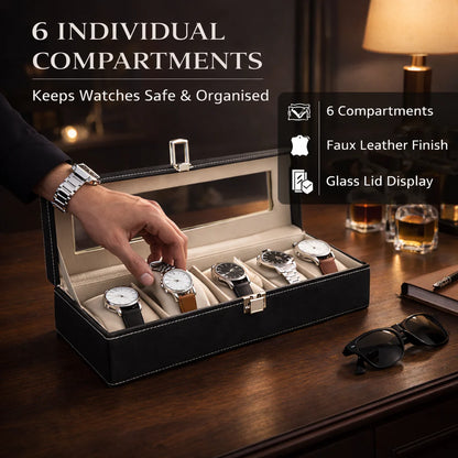 EliteTick™ Premium 6-Slot Watch & Bracelet Holder (Proudly Handcrafted in India)