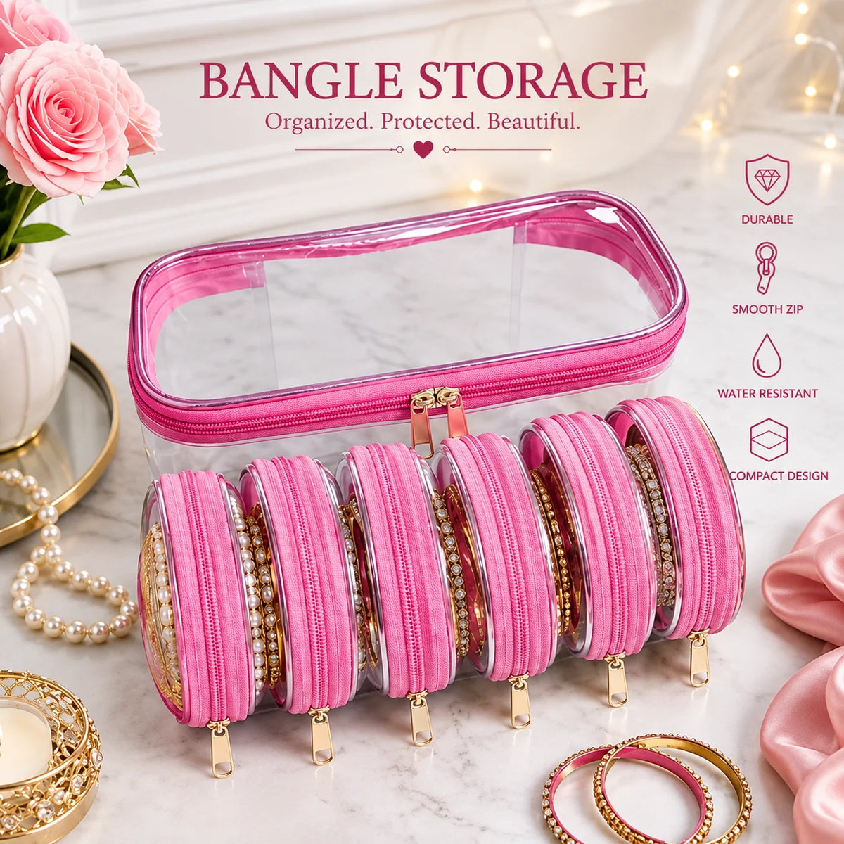 Jewlora™ – 6-Pouch Bangle & Jewellery Organizer Box