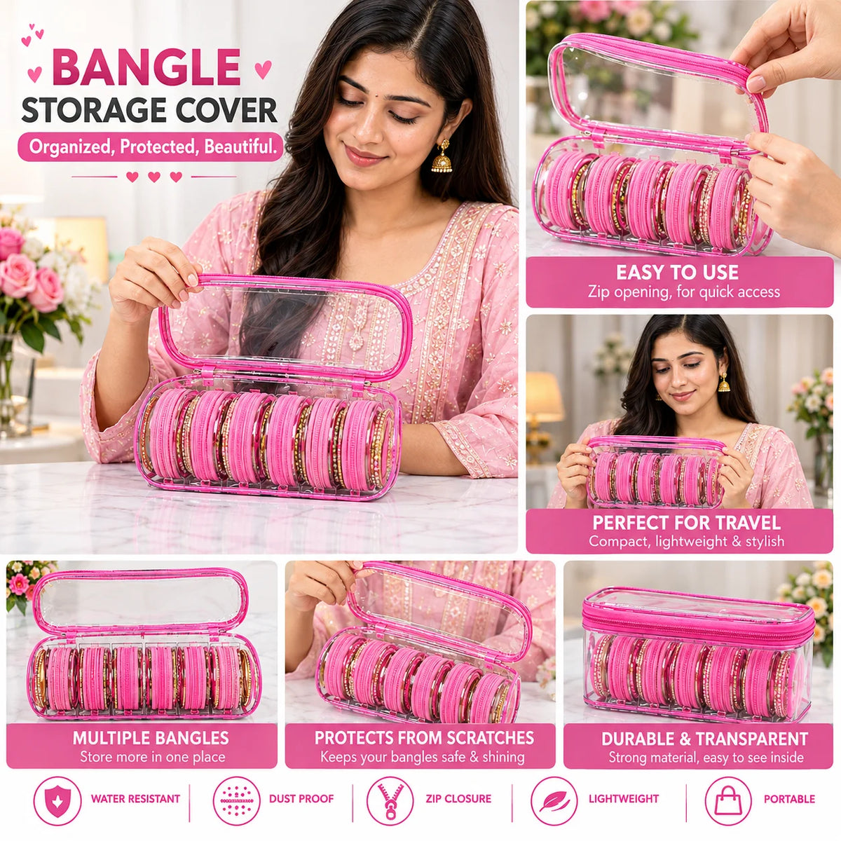 Jewlora™ – 6-Pouch Bangle & Jewellery Organizer Box