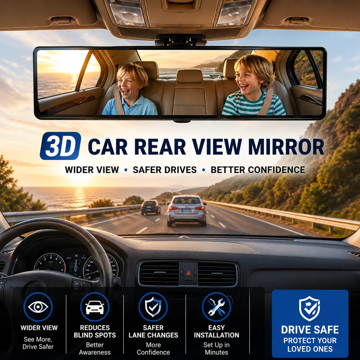3D Car Rear View Mirror