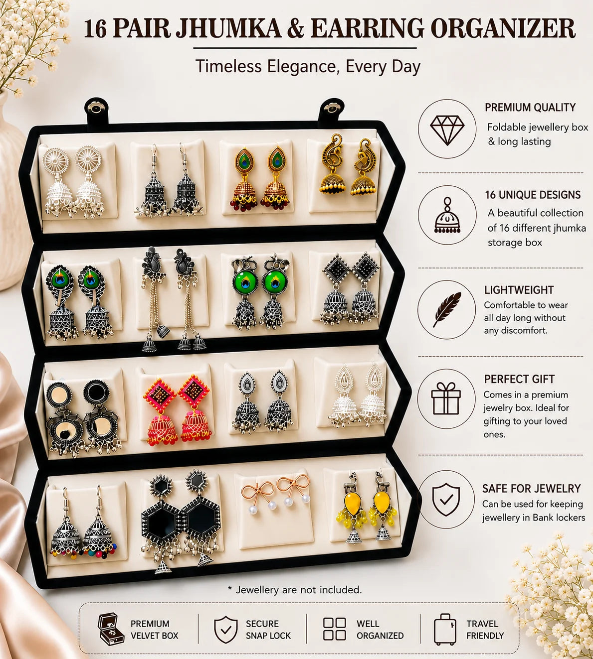 Veloura™ 16-Slot Jewellery Organizer