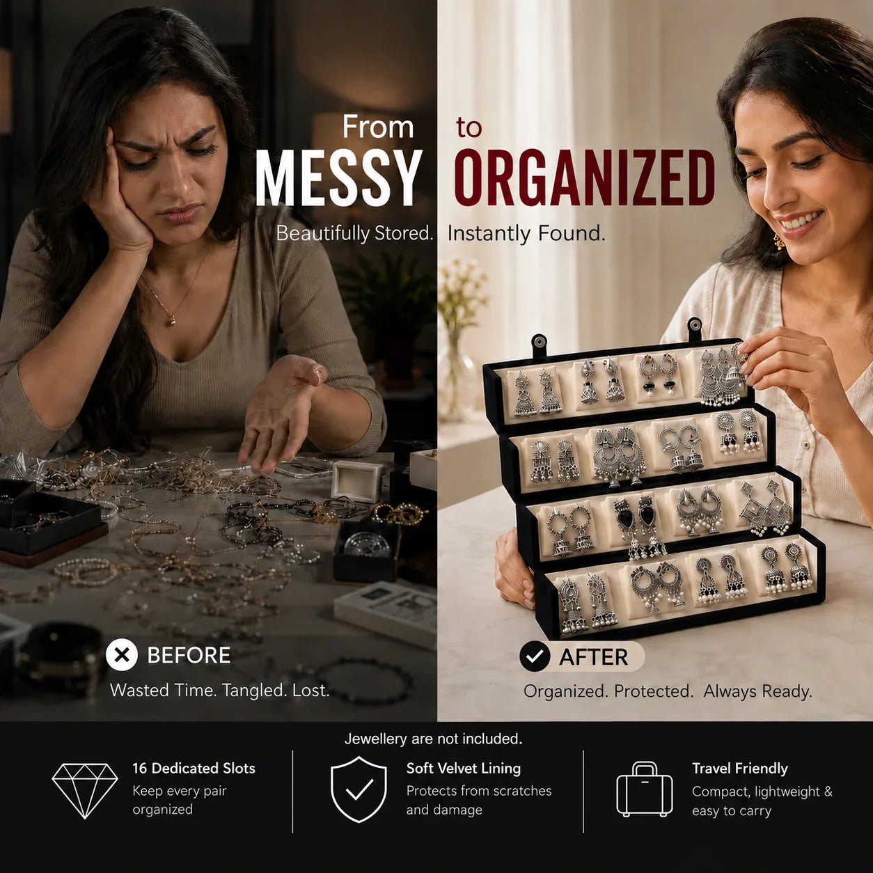 Veloura™ 16-Slot Jewellery Organizer