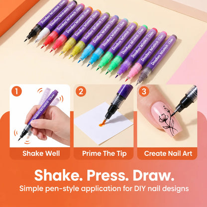 Doodlora™ Nail Creativity Kit – 12 Shades