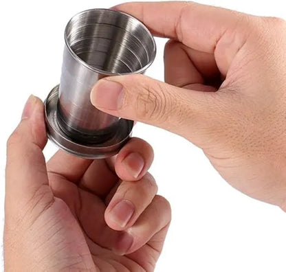 Stainless Steel Collapsible Folding Cup with Keychain