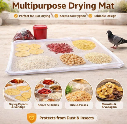 Cotton Drying Cover | Protects Food from Dust, Insects & Birds | Washable