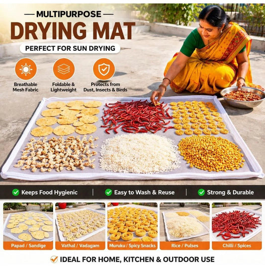 Cotton Drying Cover|Protects Food from Dust, Insects & Birds|Washable (Buy 1 Get 1 Free)