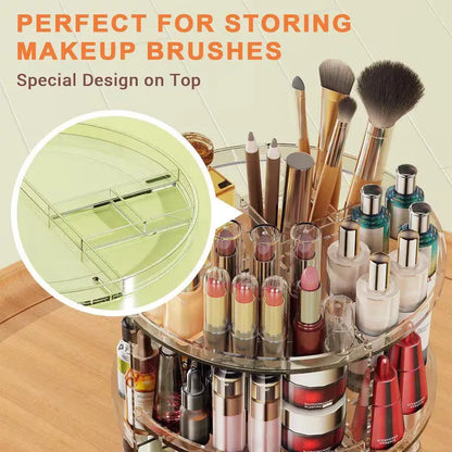 360° Rotating Makeup Organizer – Large Capacity Cosmetic Storage Box with 7 Adjustable Shelves for Brushes, Skincare & Lipsticks
