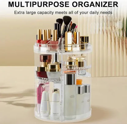 360° Rotating Makeup Organizer – Large Capacity Cosmetic Storage Box with 7 Adjustable Shelves for Brushes, Skincare & Lipsticks
